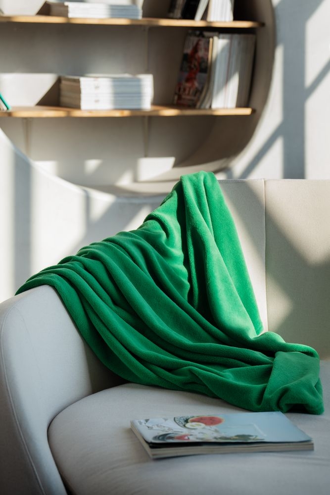 Плед Plush, зеленый, зеленый, полиэстер 100%, 240 г/м², длинноворсовый флис