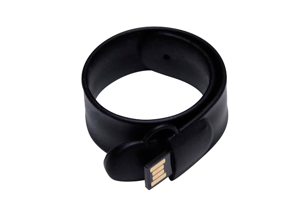 USB 2.0- флешка на 64 Гб в виде браслета, черный, силикон