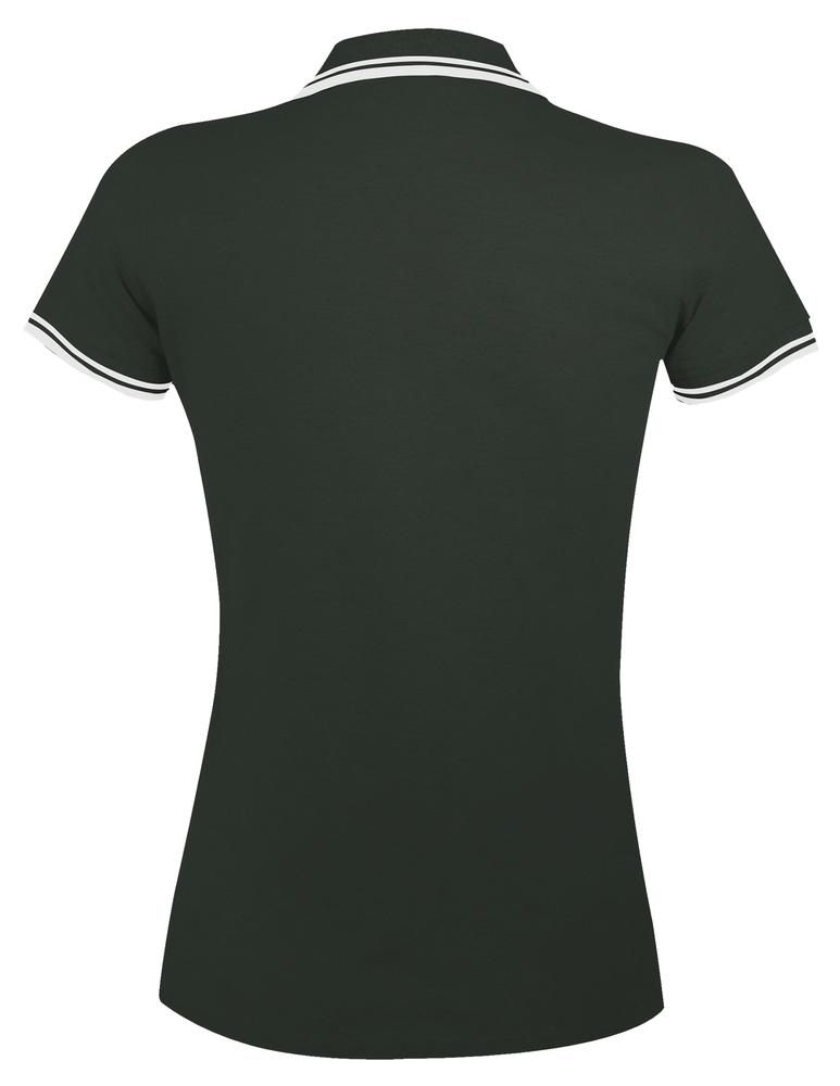 Рубашка поло женская Pasadena Women 200 с контрастной отделкой, зеленая с белым, зеленый, белый, хлопок