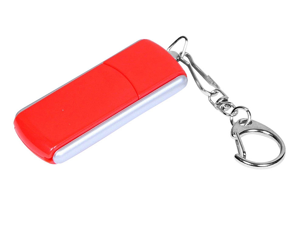 USB 2.0- флешка промо на 4 Гб с прямоугольной формы с выдвижным механизмом, красный, серебристый, пластик