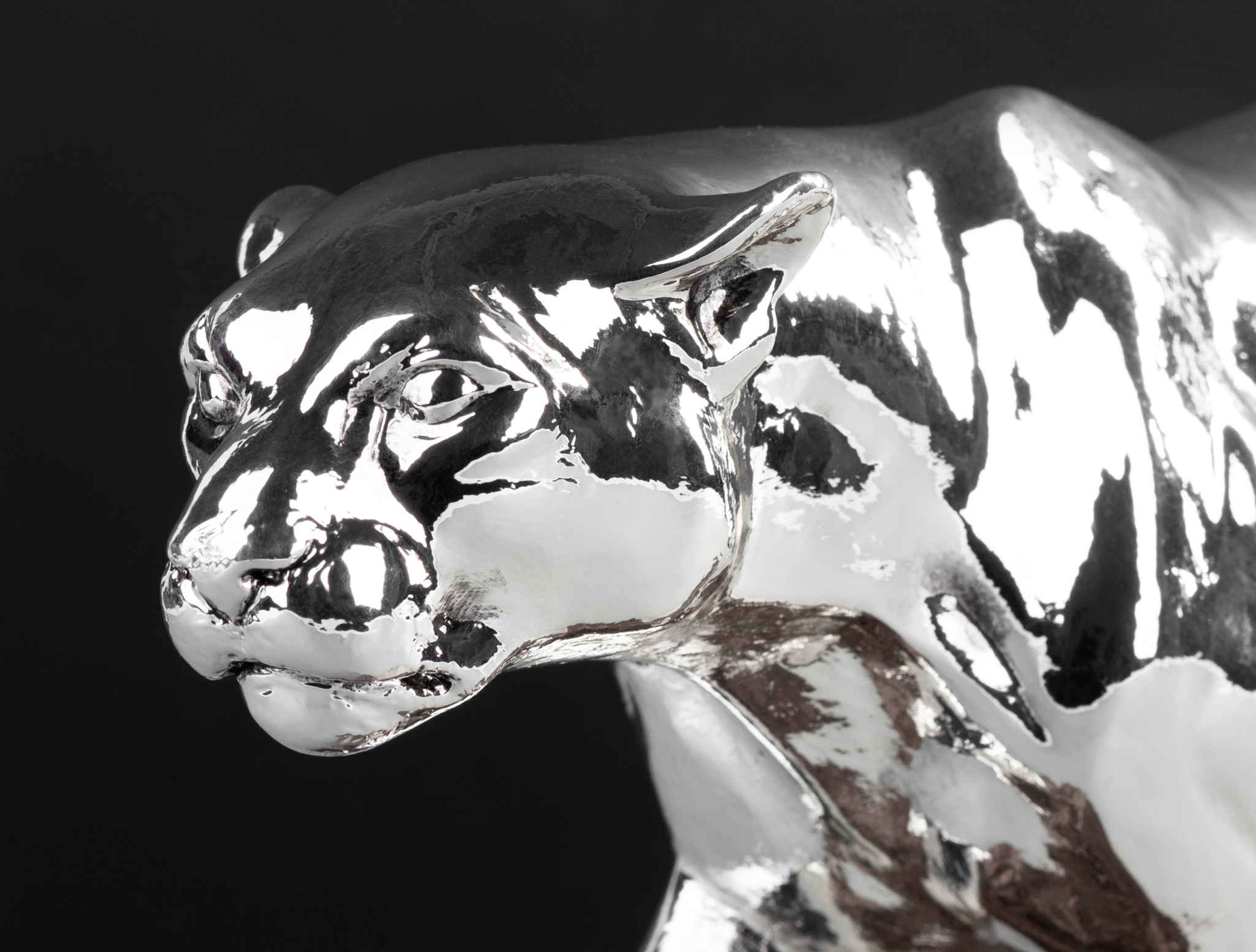 Скульптура "Пантера", серебристый, камень