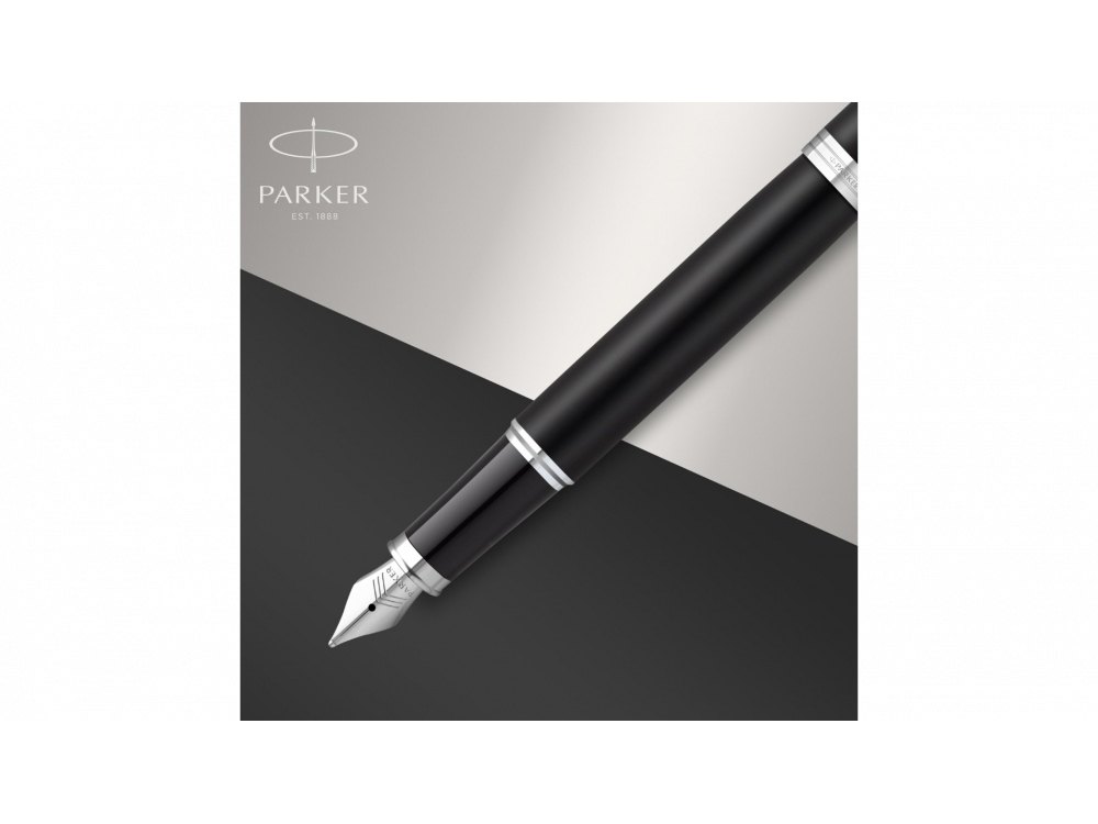 Перьевая ручка Parker IM, F, черный, серебристый, металл