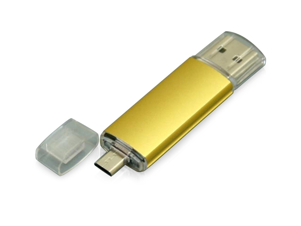 USB 2.0/micro USB- флешка на 16 Гб, желтый, металл