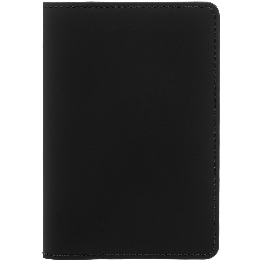 Обложка для паспорта Alaska, черная, черный, натуральная кожа; покрытие софт-тач
