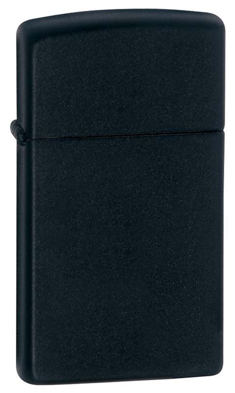 Зажигалка ZIPPO Slim® с покрытием Black Matte, латунь/сталь, чёрная, матовая, 29x10x60 мм, черный