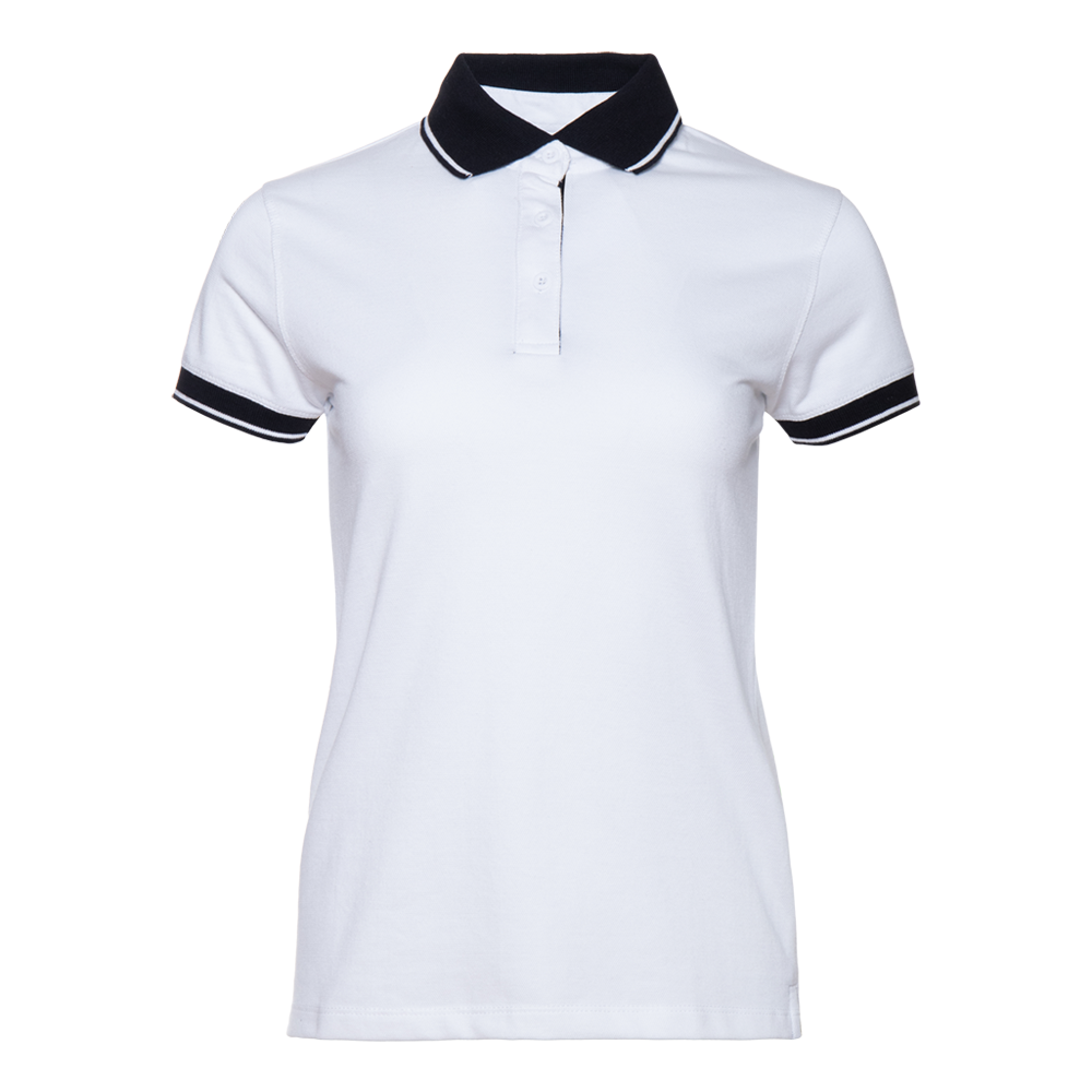 Рубашка поло  женская STAN с контрастными деталями хлопок/полиэстер 185, 04CW, Белый/Чёрный, белый, 185 гр/м2, хлопок