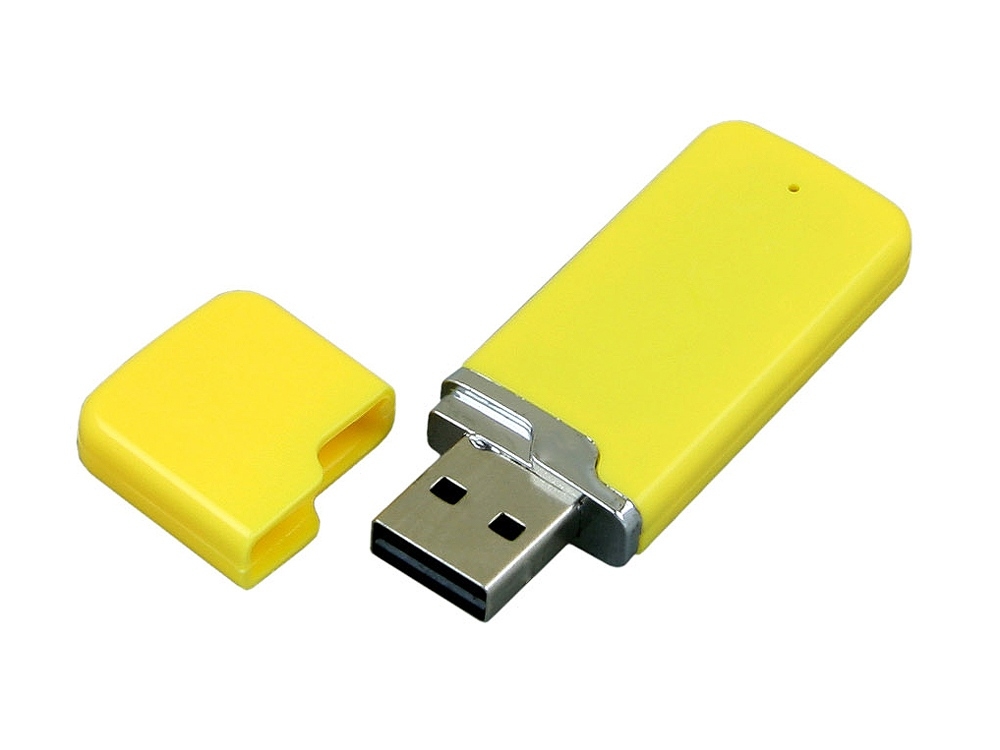 USB 2.0- флешка на 32 Гб с оригинальным колпачком, желтый, пластик