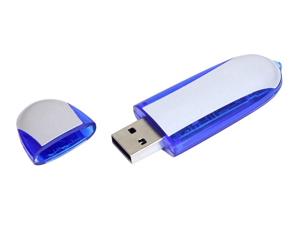 USB 2.0- флешка промо на 4 Гб овальной формы, серебристый, пластик