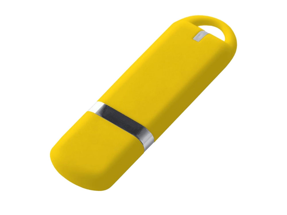 USB 2.0- флешка на 4 Гб, soft-touch, желтый, soft touch