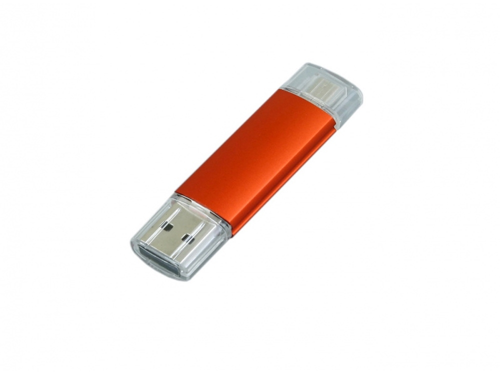 USB 2.0/micro USB- флешка на 16 Гб, оранжевый, металл