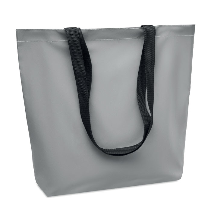 Светоотражающая сумка шопер, тускло-серебряный, полиэстер
