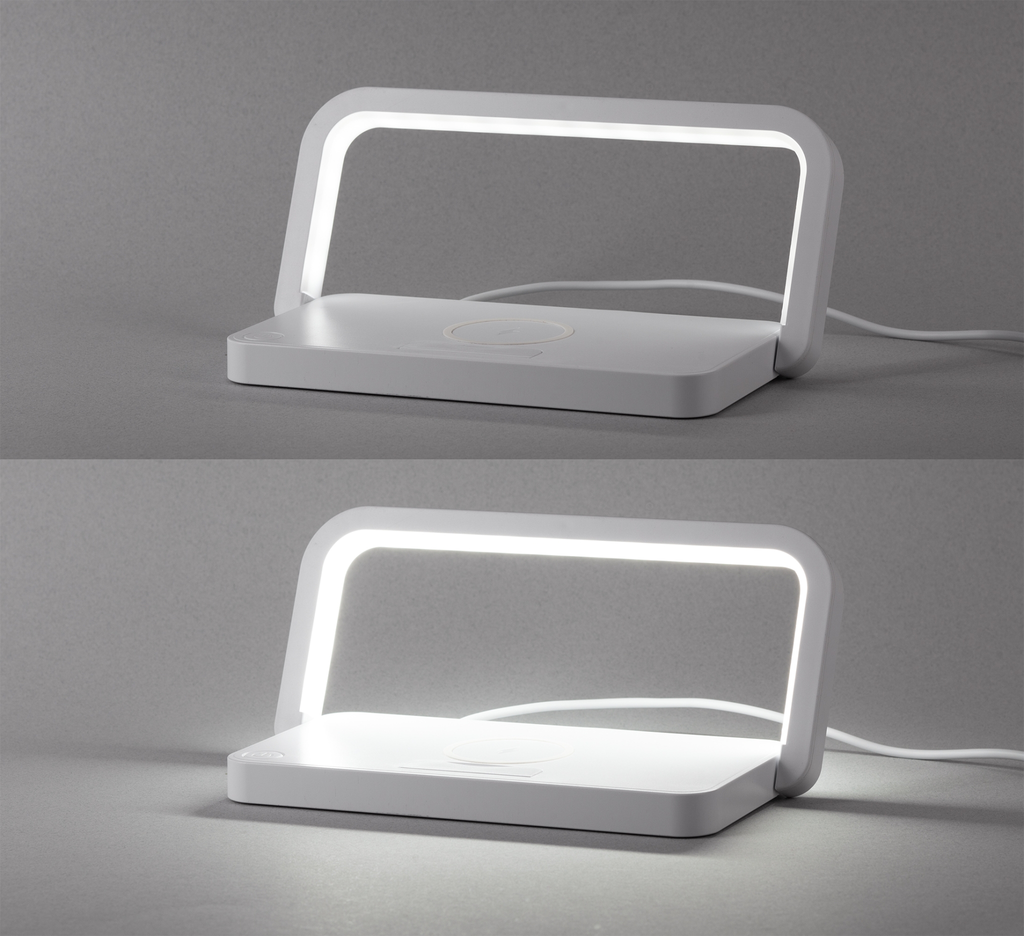 Лампа складная "Smart Light" с беспроводным (10W) зарядным устройством и подставкой для смартфона, белый, пластик