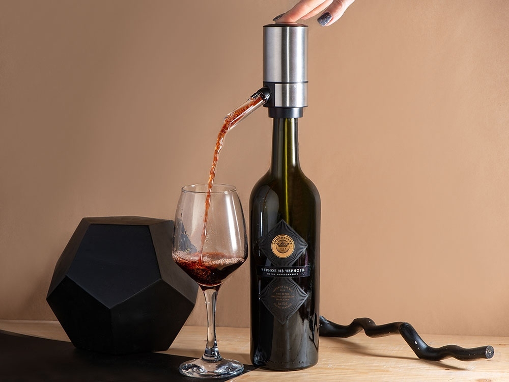 Электрический аэратор-диспенсер для вина «Wine delight», серебристый, пластик, металл