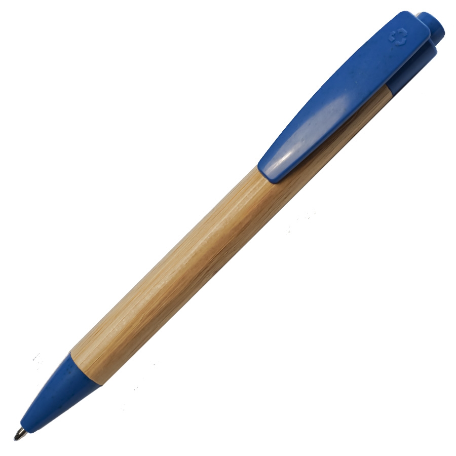 Ручка шариковая N17, бежевый/синий, бамбук, пшенич. волокно, переработан. пластик, цвет чернил синий, синий, бамбук/abs пластик с пшеничным волокном