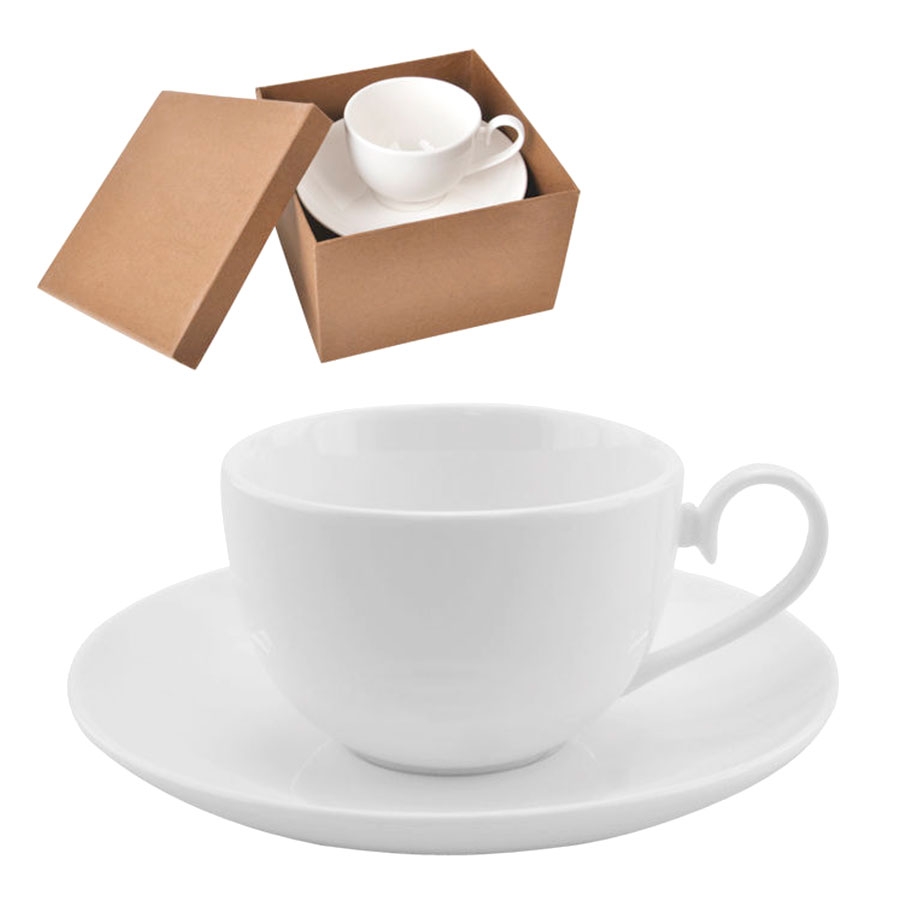 Чайная пара "Классика" в подарочной упаковке; 16,5х16,5х11см, 190мл; фарфор; деколь, белый, фарфор