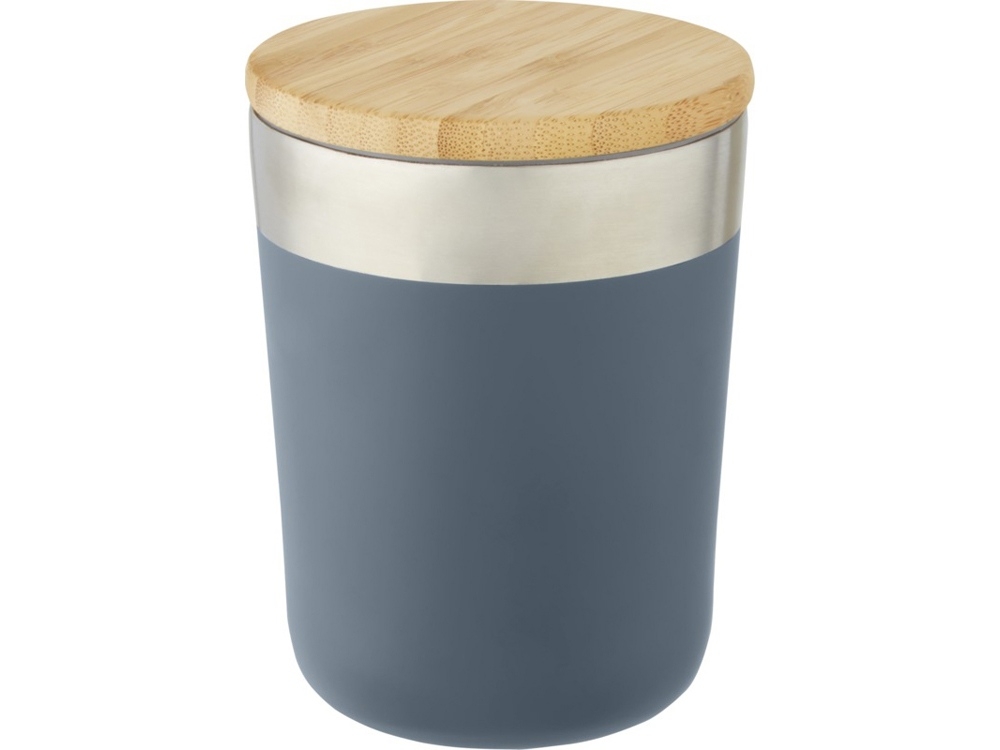 Кружка с вакуумной изоляцией и бамбуковой крышкой «Lagan», синий, металл
