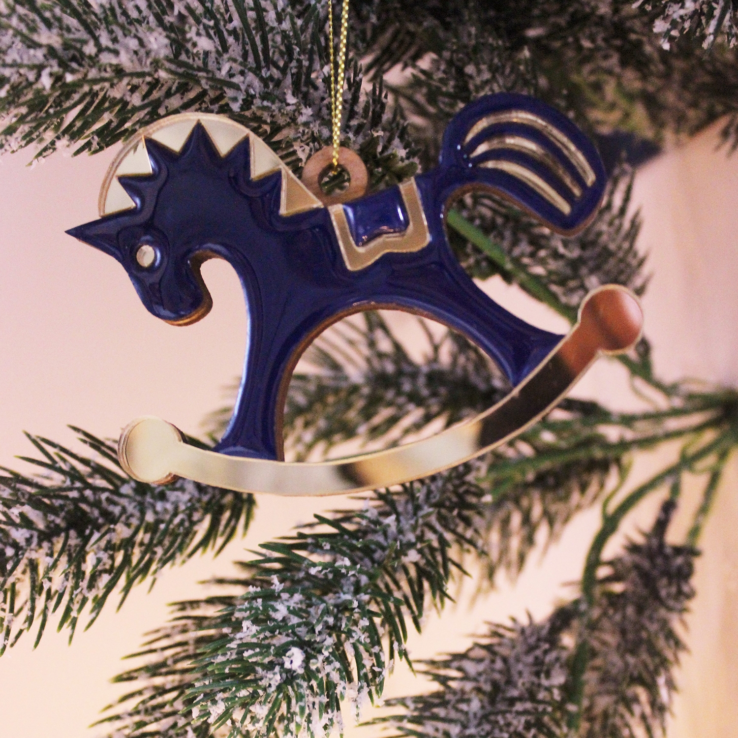 Ёлочная игрушка Лошадка (синий), синий, дерево, акрил