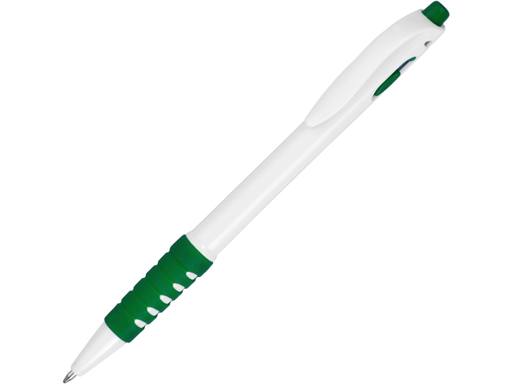 Ручка пластиковая шариковая «Фиджи», зеленый, белый, пластик, каучук