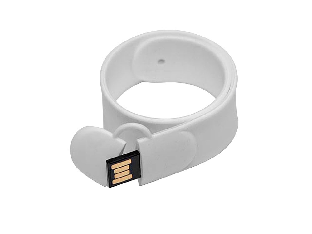 USB 2.0- флешка на 8 Гб в виде браслета, белый, пвх