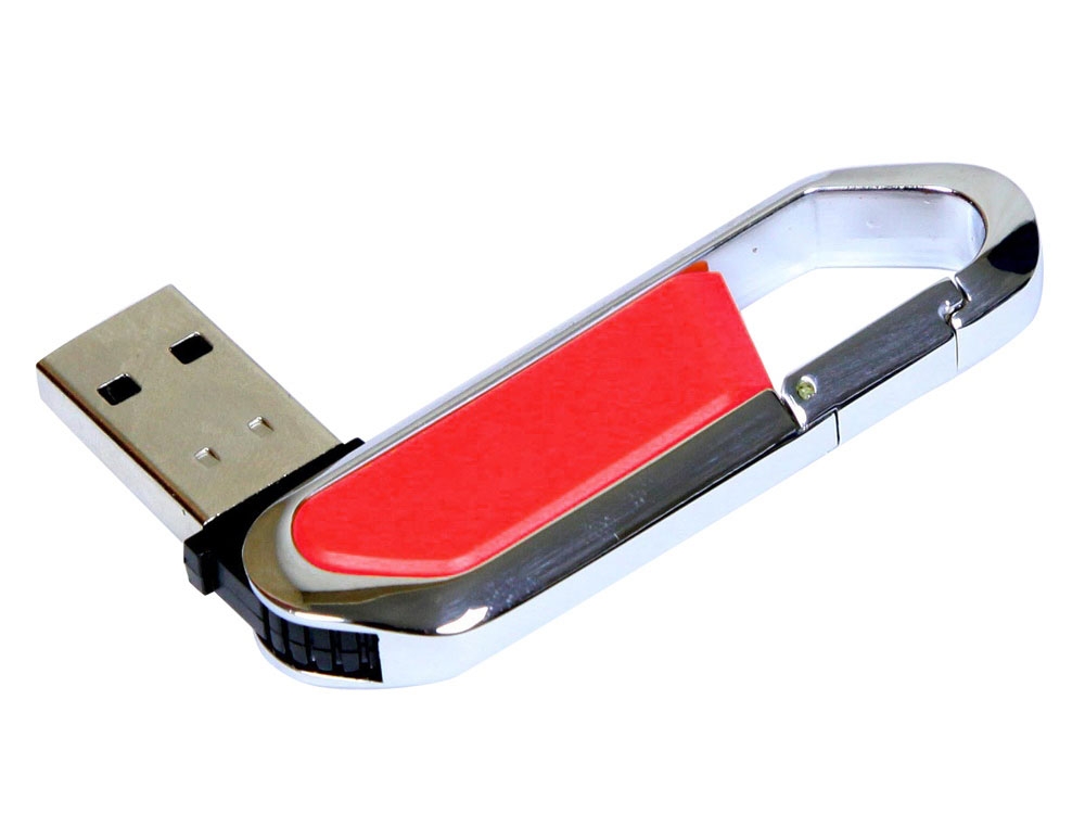USB 2.0- флешка на 8 Гб в виде карабина, красный, серебристый, металл