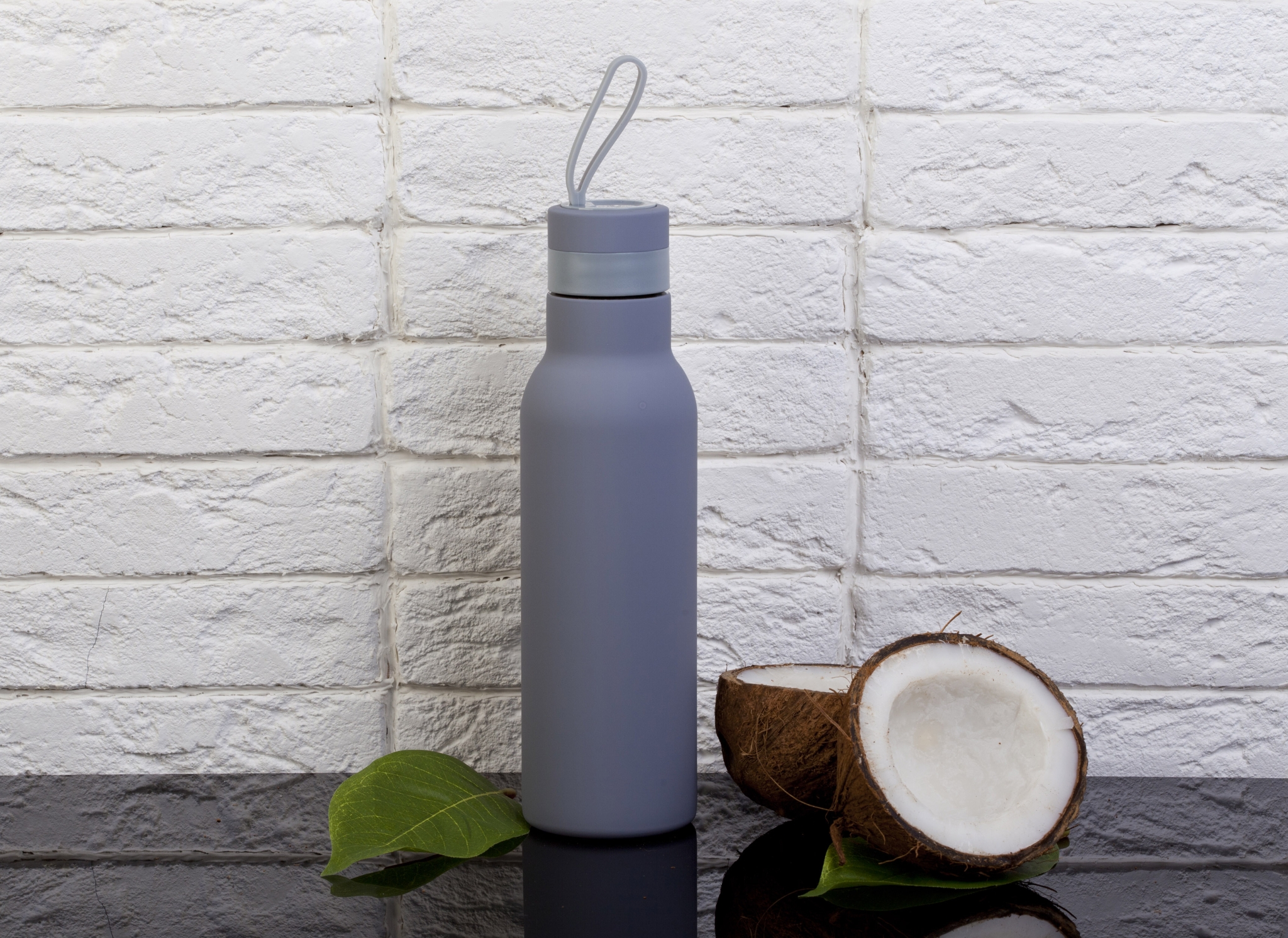 Бутылка для воды "Фитнес" 700 мл, покрытие soft touch, серый, нержавеющая сталь/soft touch/пластик
