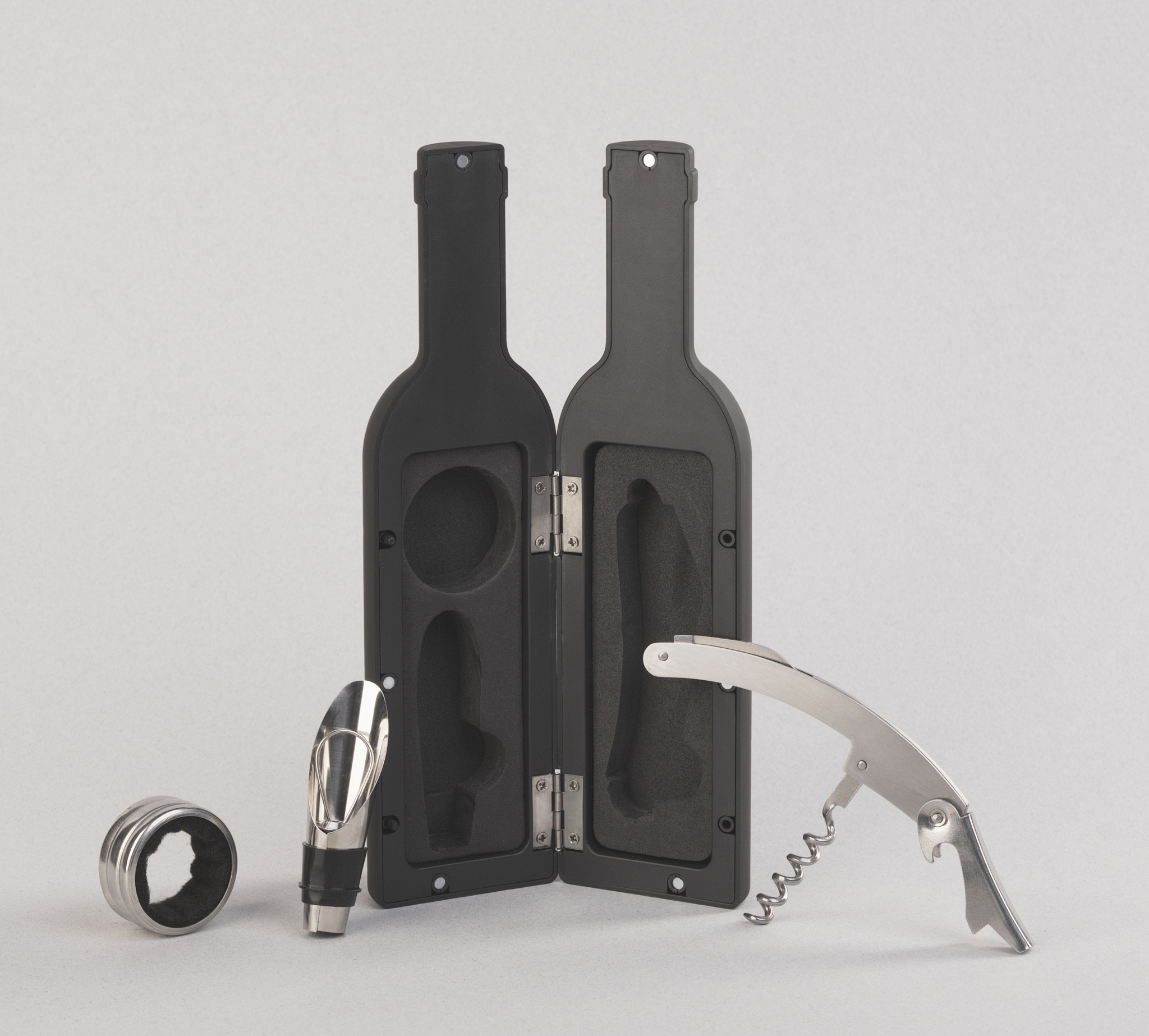Набор винный "Виват" в футляре, черный, пластик/soft touch/металл