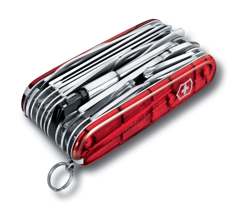Нож перочинный VICTORINOX Swiss Champ XLT, 91 мм, 49 функций, полупрозрачный красный, красный, пластик abs / cellidor