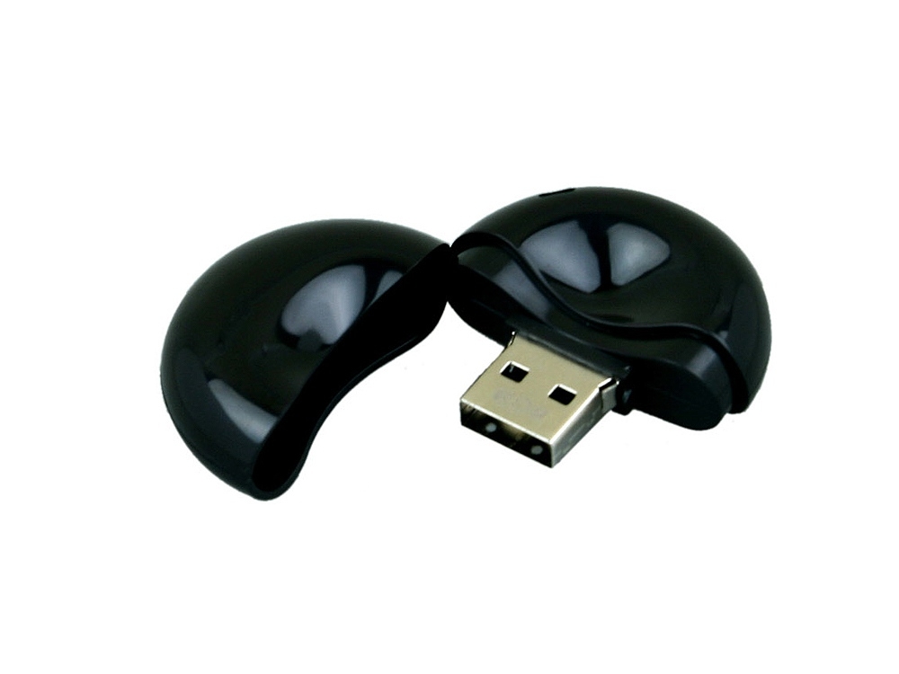 USB 2.0- флешка промо на 64 Гб круглой формы, черный, пластик
