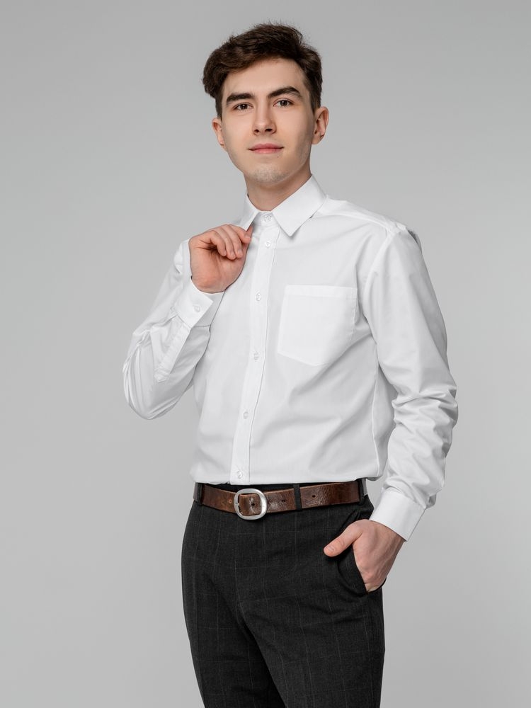 Рубашка мужская с длинным рукавом Collar, белая, белый, плотность 120 г/м², хлопок 35%; полиэстер 65%