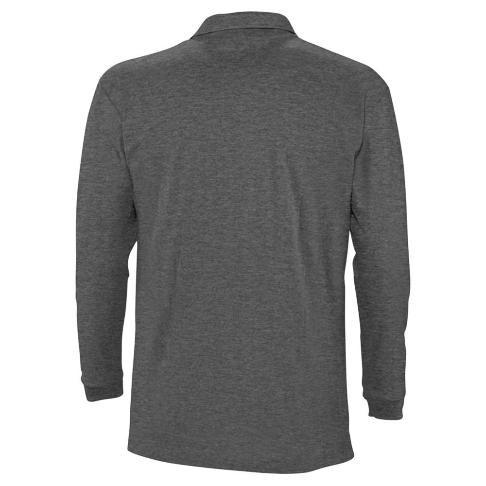 Рубашка поло мужская с длинным рукавом Winter II 210 черный меланж, черный, плотность 210 г/м²; пике, хлопок 60%; полиэстер 40%