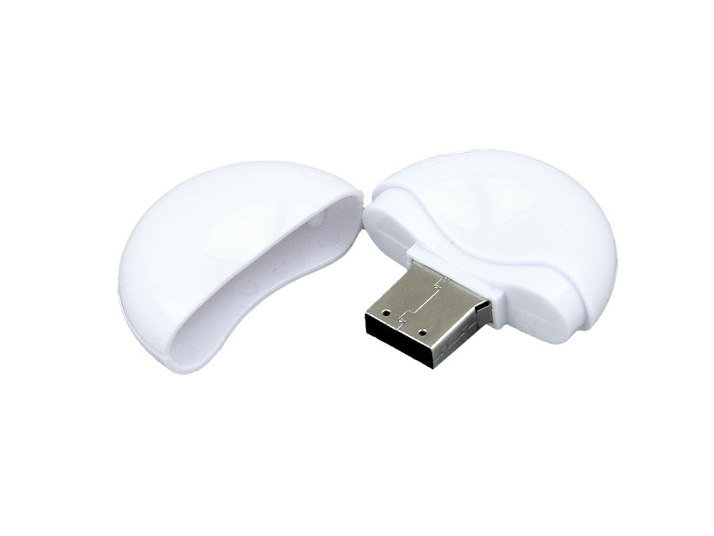 USB 2.0- флешка промо на 64 Гб круглой формы, белый, пластик