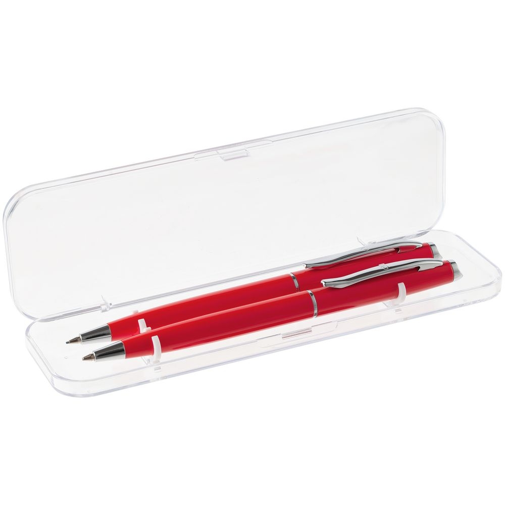 Набор Phrase: ручка и карандаш, красный, красный, металл; пластик
