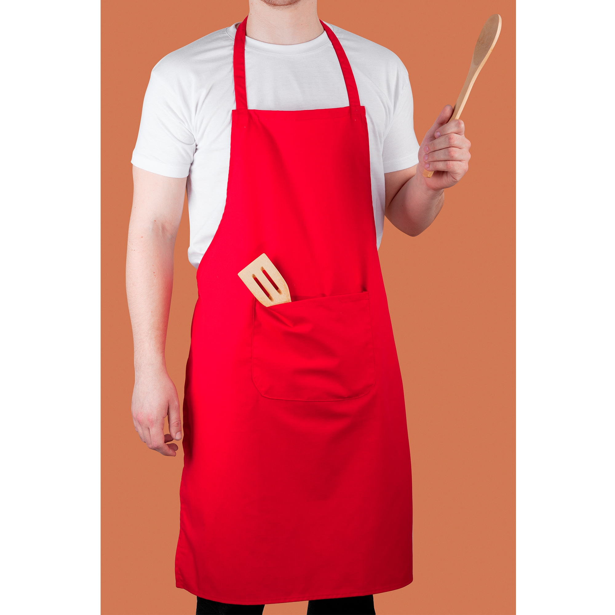 Фартук "Chef", оранжевый, красный, полиэстер, хлопок