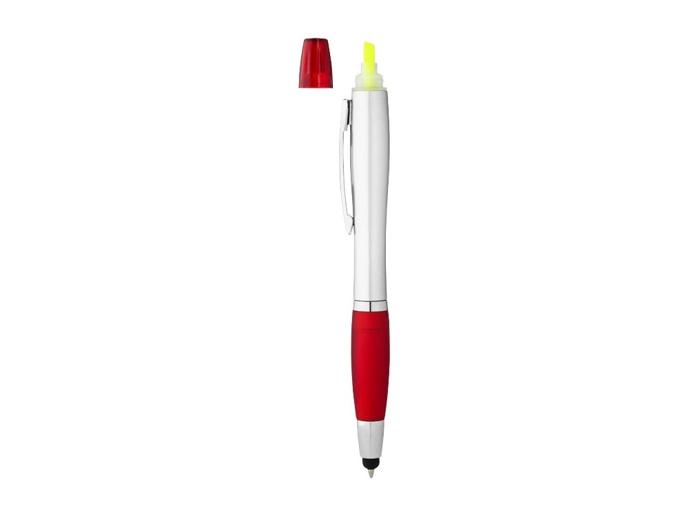 Ручка-стилус шариковая «Nash» с маркером, красный, серебристый, пластик