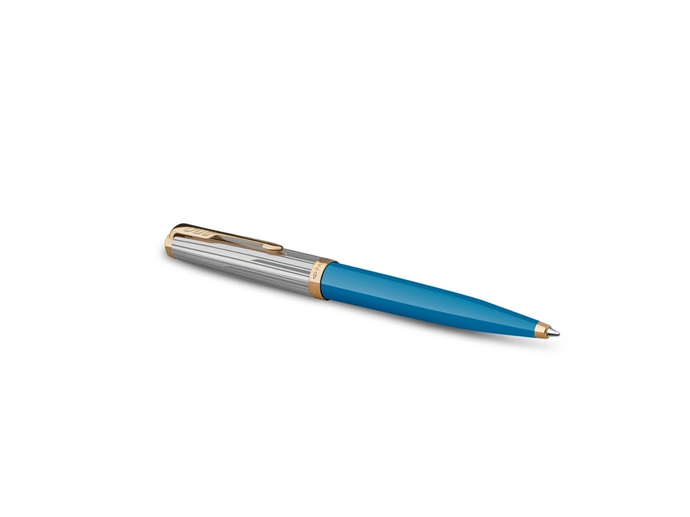 Ручка шариковая Parker 51 Premium, желтый, голубой, серебристый, металл