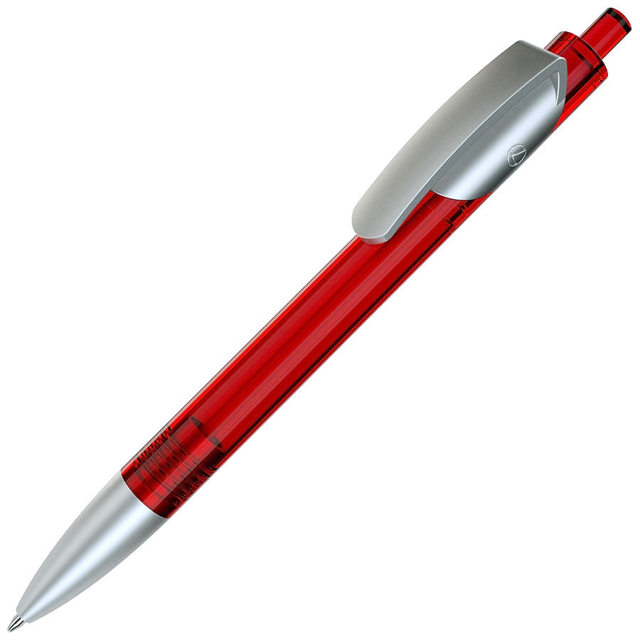 TRIS LX SAT, ручка шариковая, прозрачный красный/серебристый, пластик, красный, серебристый, пластик