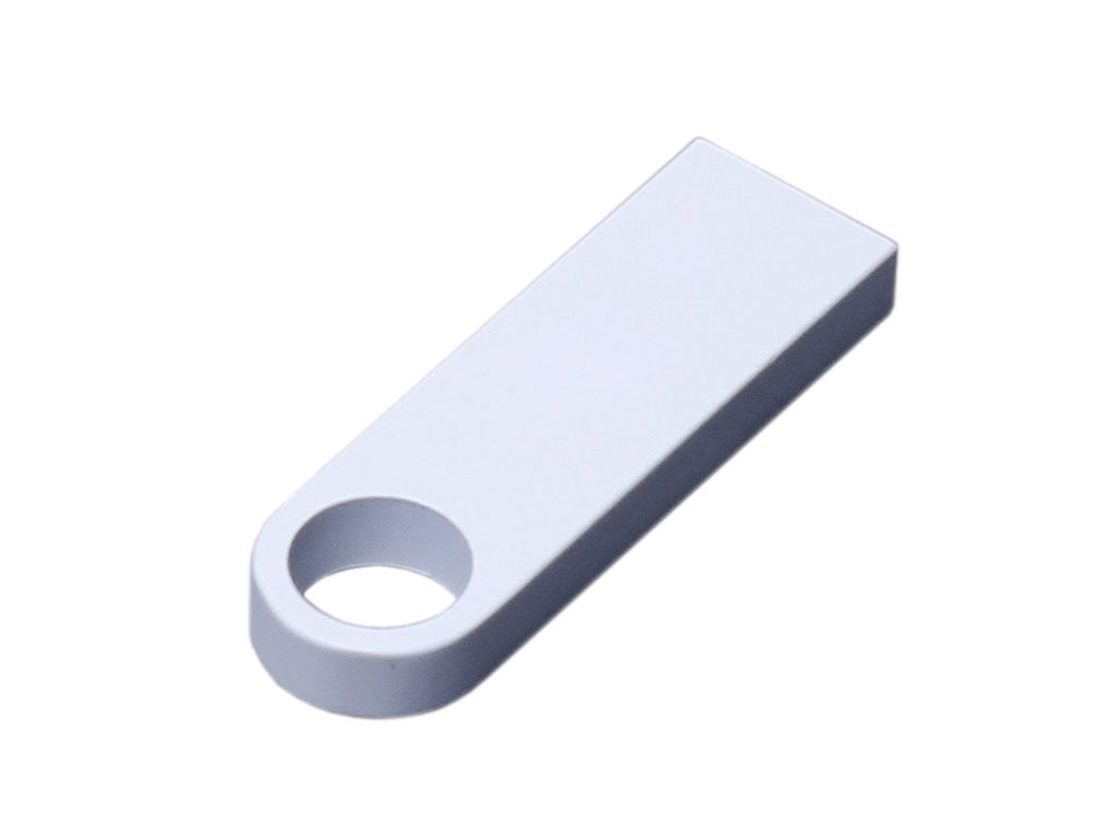 USB 3.0-флешка на 16 Гб с мини чипом и круглым отверстием, белый, металл