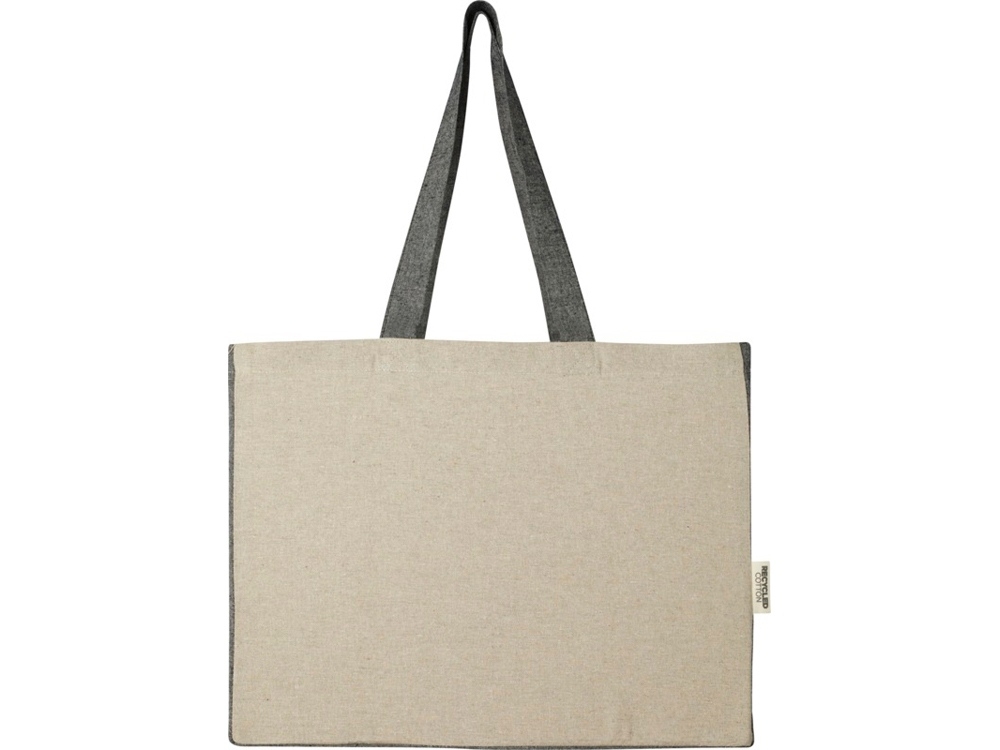 Эко-сумка «Pheebs» с дном клинчиком и контрастными сторонами, черный, полиэстер, хлопок