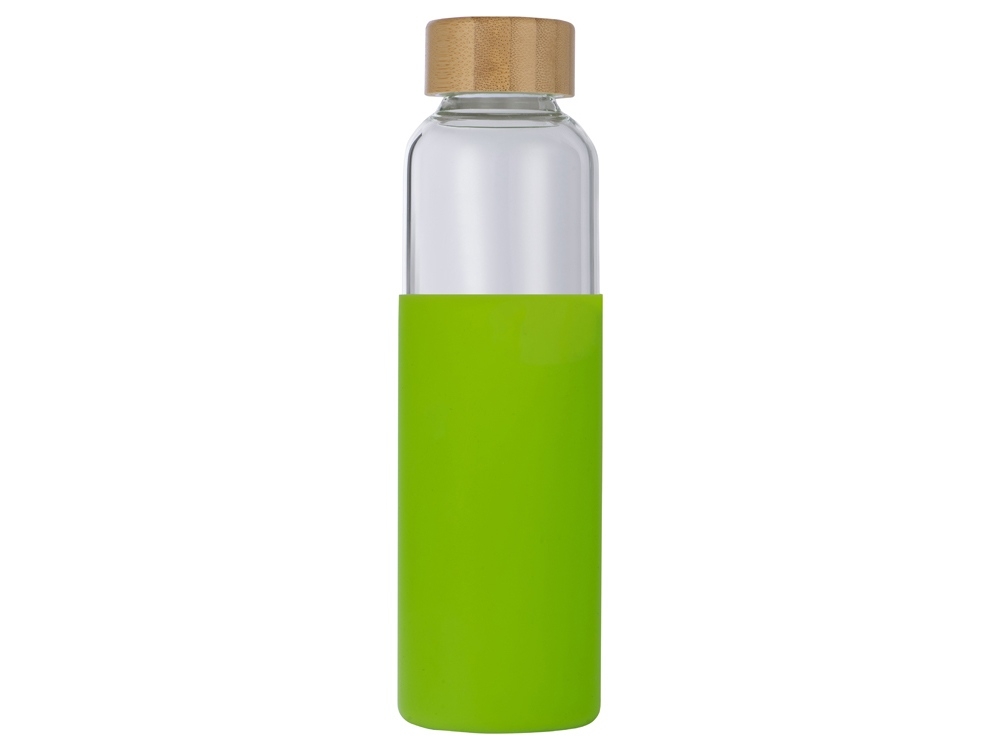 Стеклянная бутылка для воды в силиконовом чехле «Refine», зеленый, прозрачный
