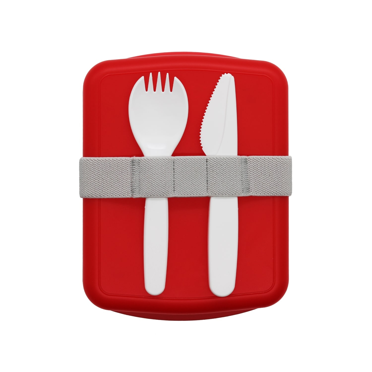 Ланч-бокс Lunch Blue line со столовыми приборами (красный), красный, пластик