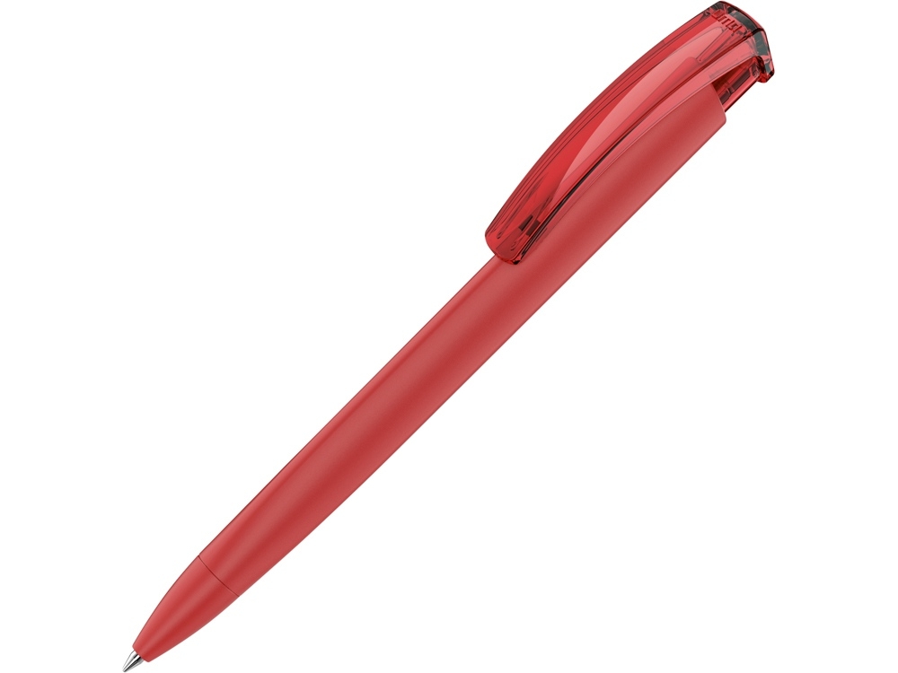 Ручка пластиковая шариковая трехгранная «Trinity K transparent Gum» soft-touch, красный, soft touch