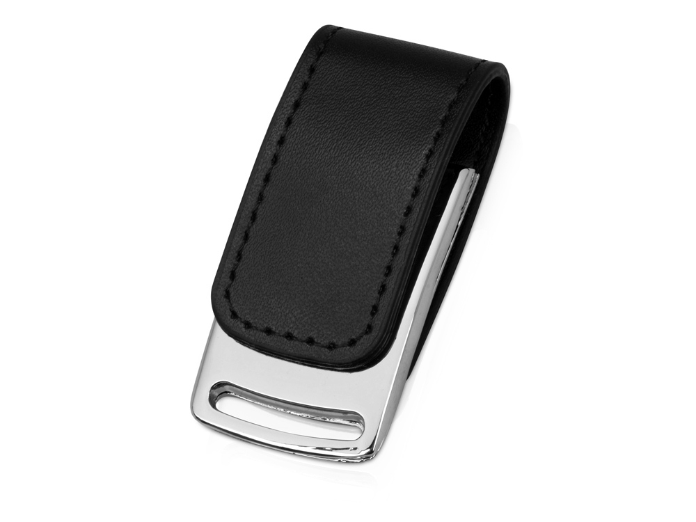 USB-флешка на 16 Гб «Vigo» с магнитным замком, черный, серебристый, кожа, кожзам