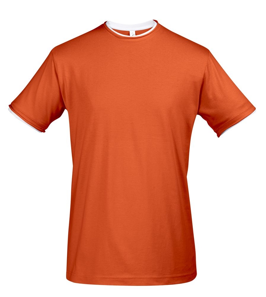 Футболка мужская с контрастной отделкой Madison 170, оранжевый/белый, белый, оранжевый, хлопок