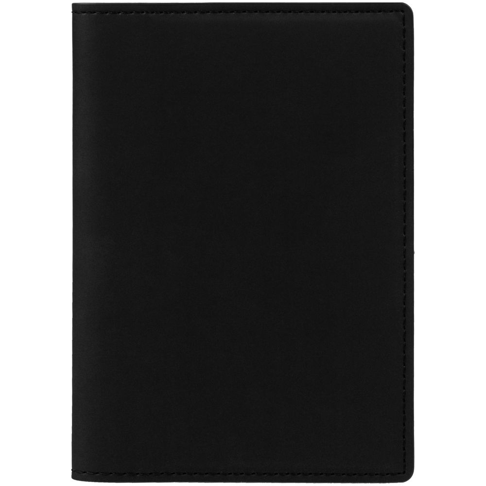 Обложка для паспорта Multimo, черная с синим, черный, искусственная кожа; покрытие софт-тач