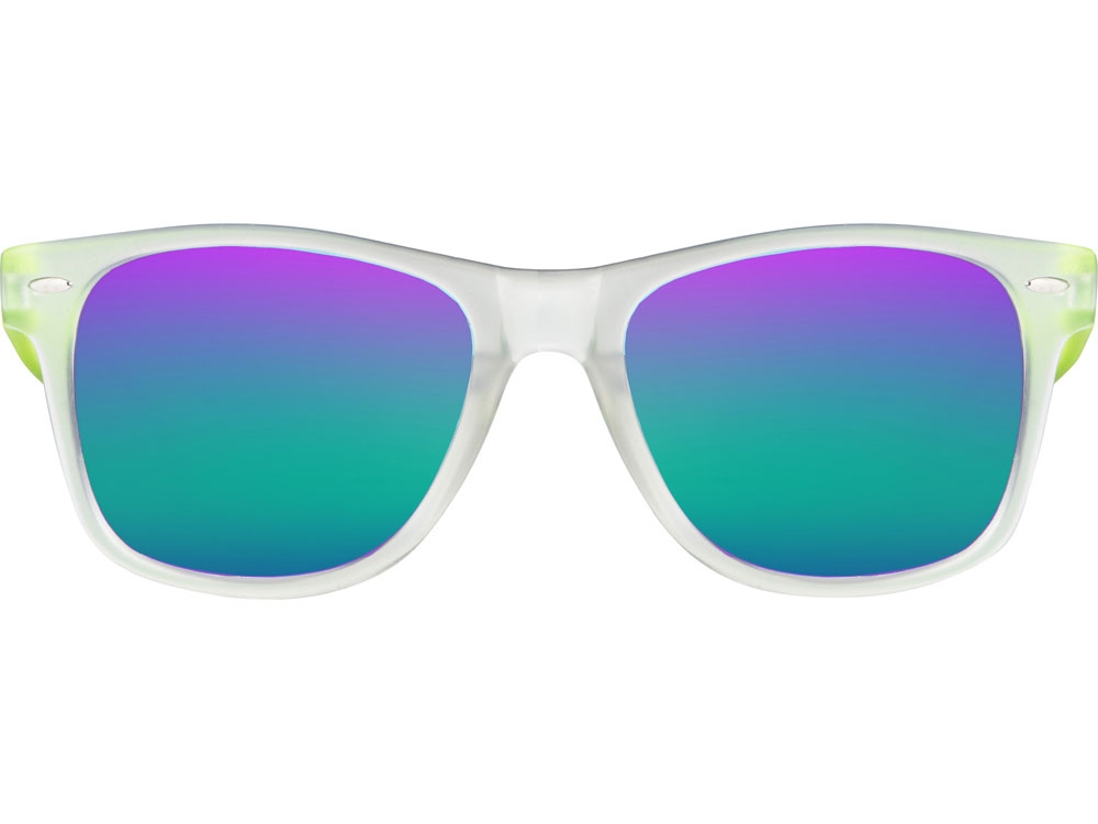 Очки солнцезащитные с зеркальными линзами «Partymaker», зеленый, белый, пластик