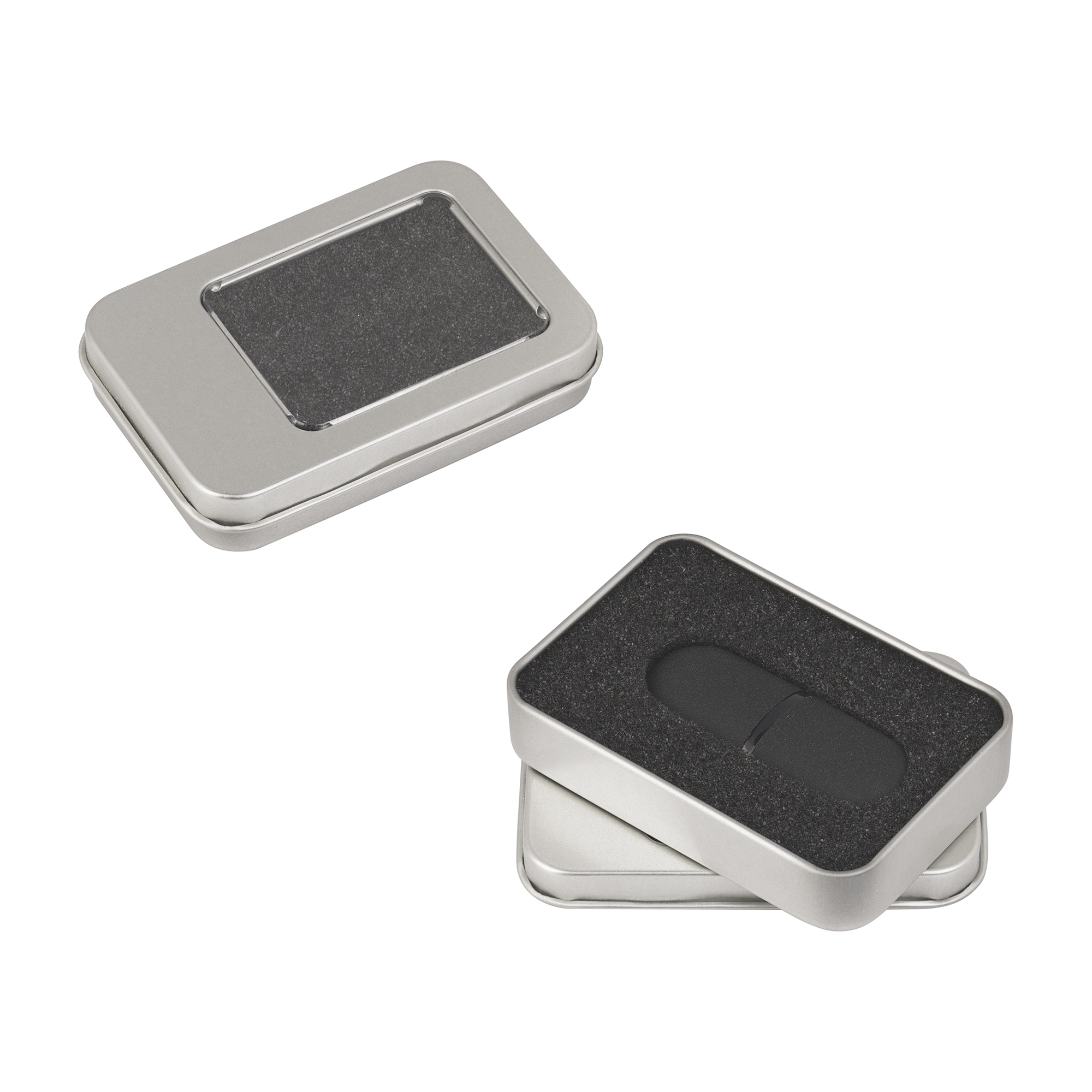 Флеш-карта "Камень" с покрытием soft grip в футляре, объем памяти 16GB, черный, пластик/soft grip