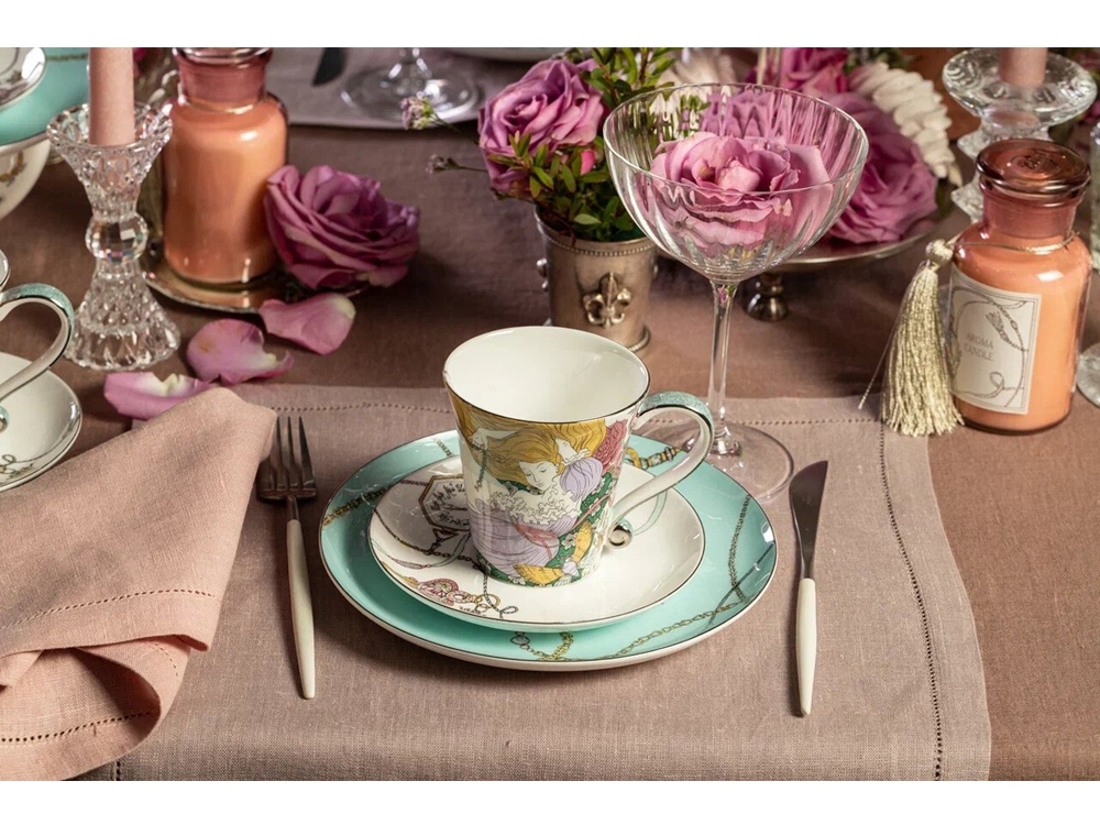 Набор чашка и блюдце «TEA SET ALICE», фиолетовый, бежевый, фарфор