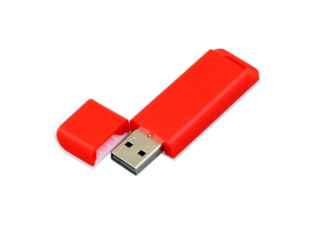 USB 2.0- флешка на 32 Гб с оригинальным двухцветным корпусом, белый, красный, пластик