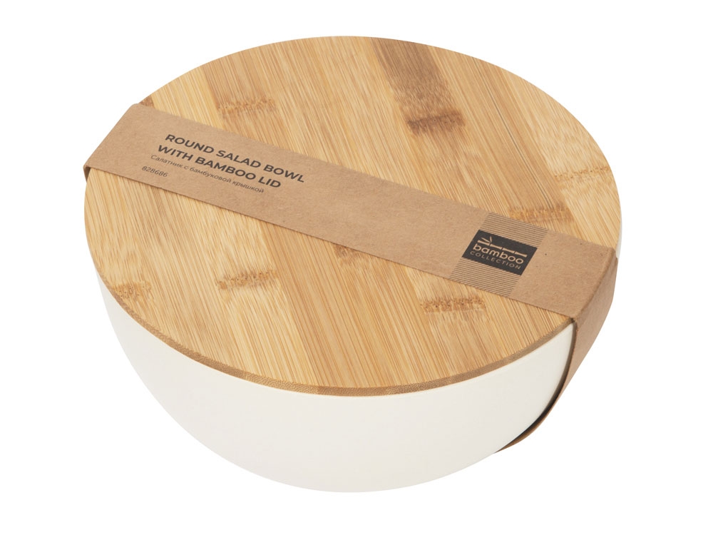 Салатник из натуральных волокон с бамбуковой крышкой «Bowl», бежевый, пластик