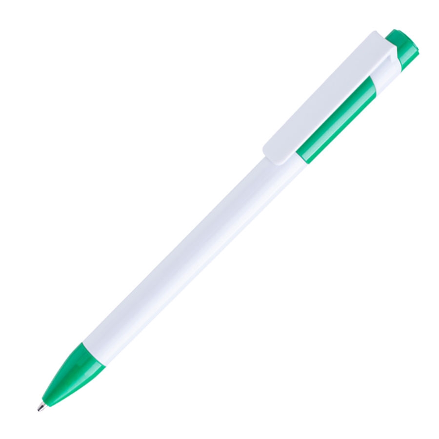 Ручка шариковая MAVA,  белый/зеленый,  пластик, белый, зеленый, пластик